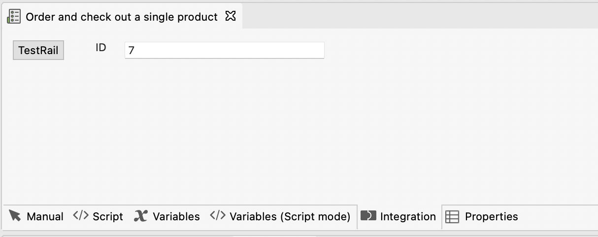 specify the respective test case ID in TestRail
